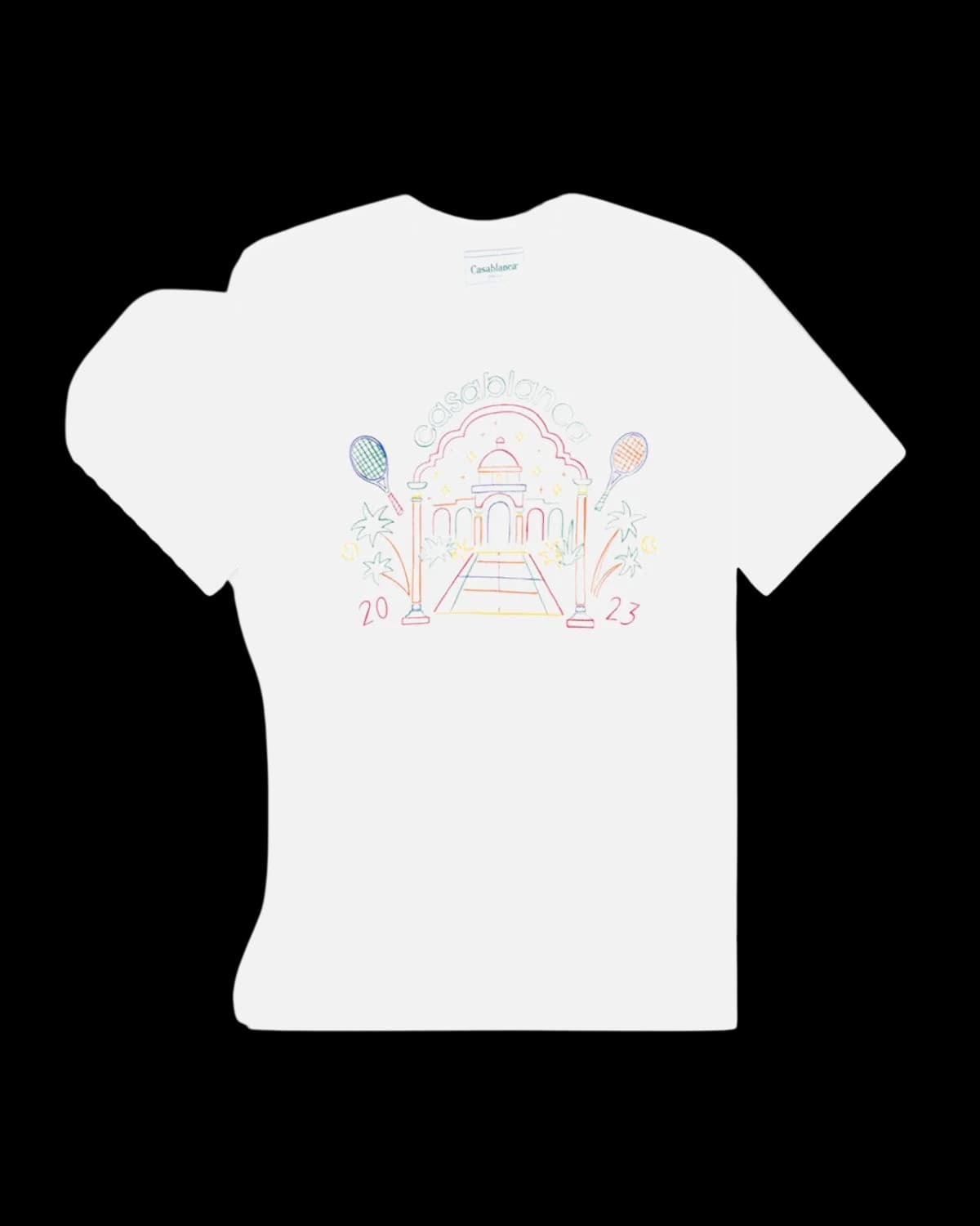 Casablanca Rainbow Crayon Temple T-Shirt White - front view