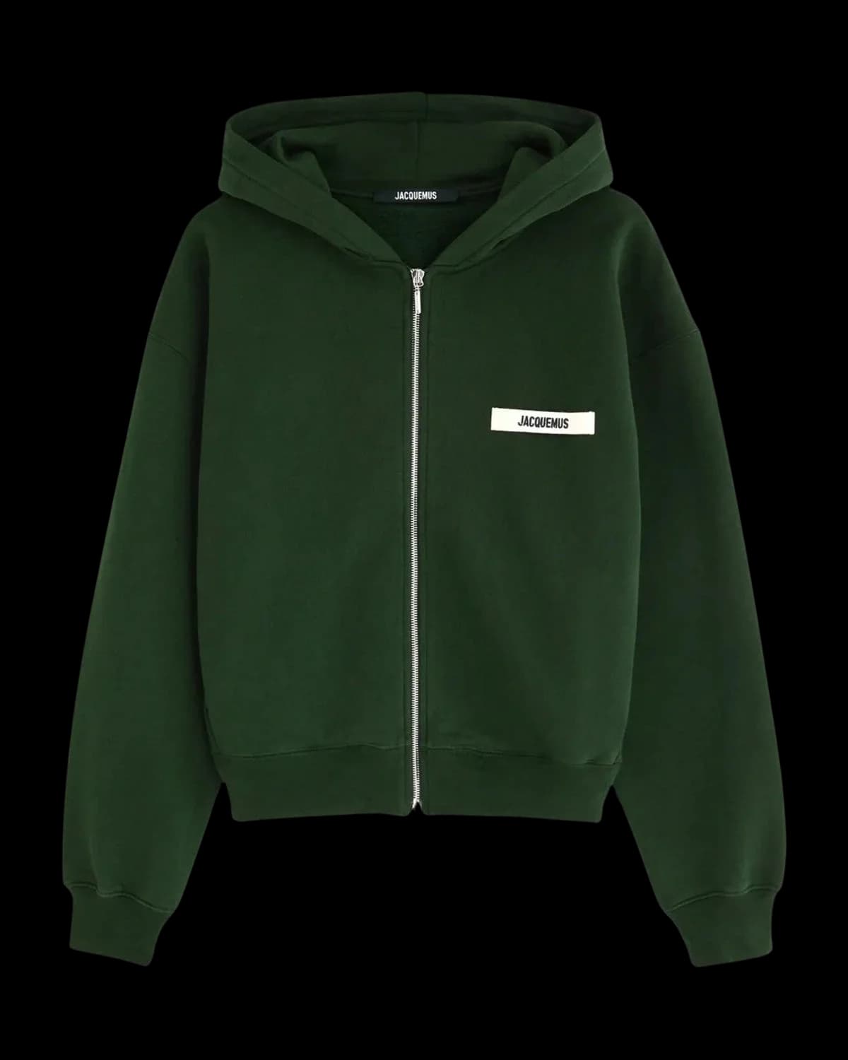 Jacquemus Gros Grain Zip-Up Hoodie Dark Green - front view
