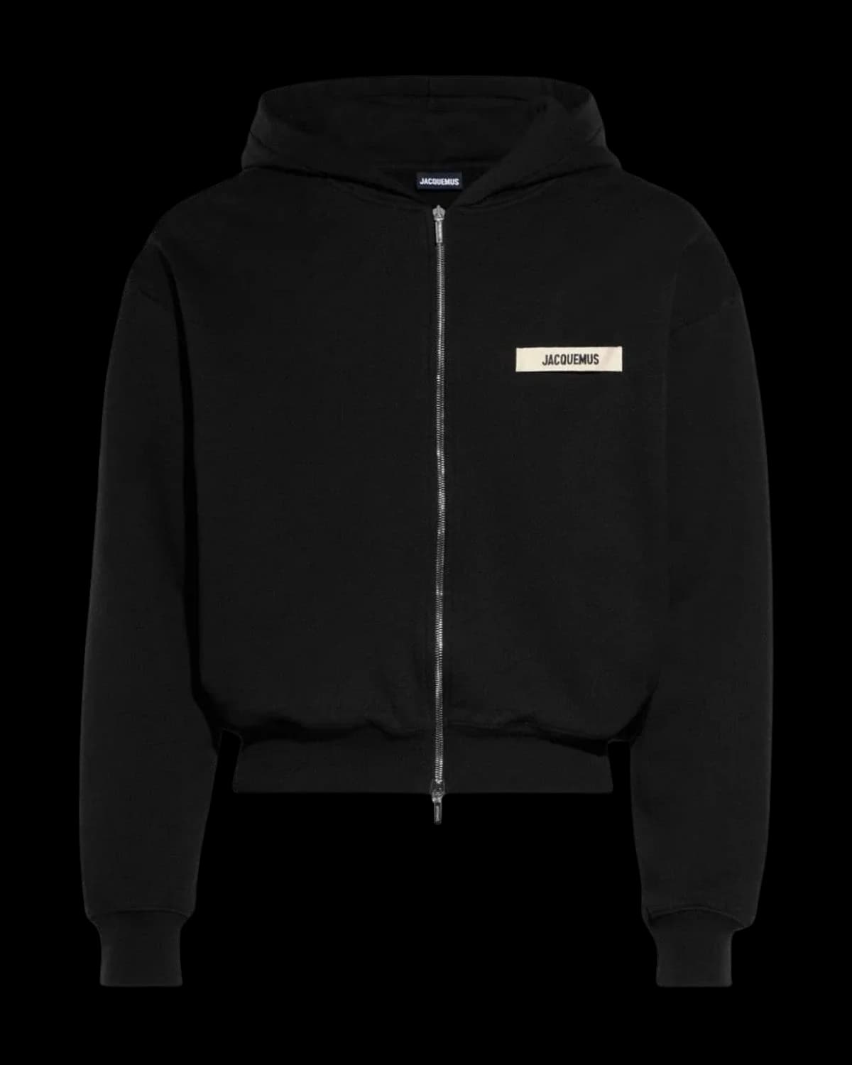 Jacquemus Gros Grain Zip-Up Hoodie Black - front view