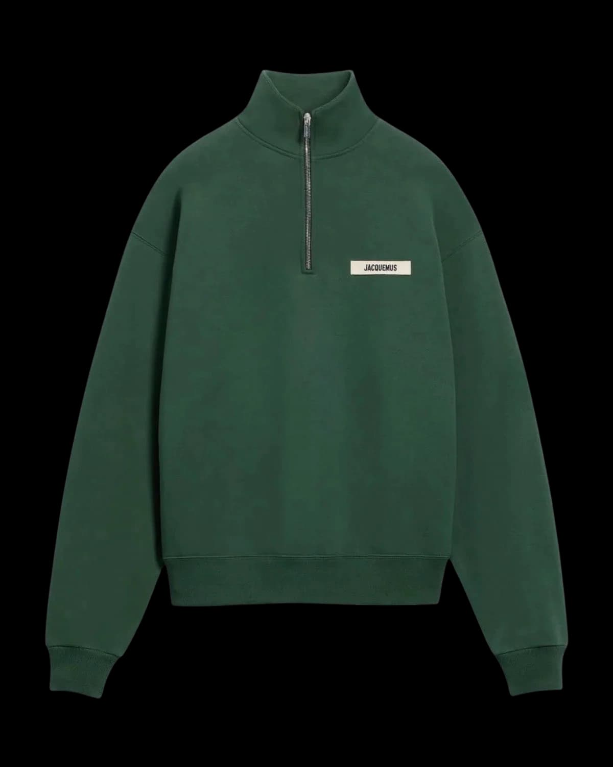 Jacquemus Gros Grain Quarter-Zip Sweatshirt Dark Green - front view