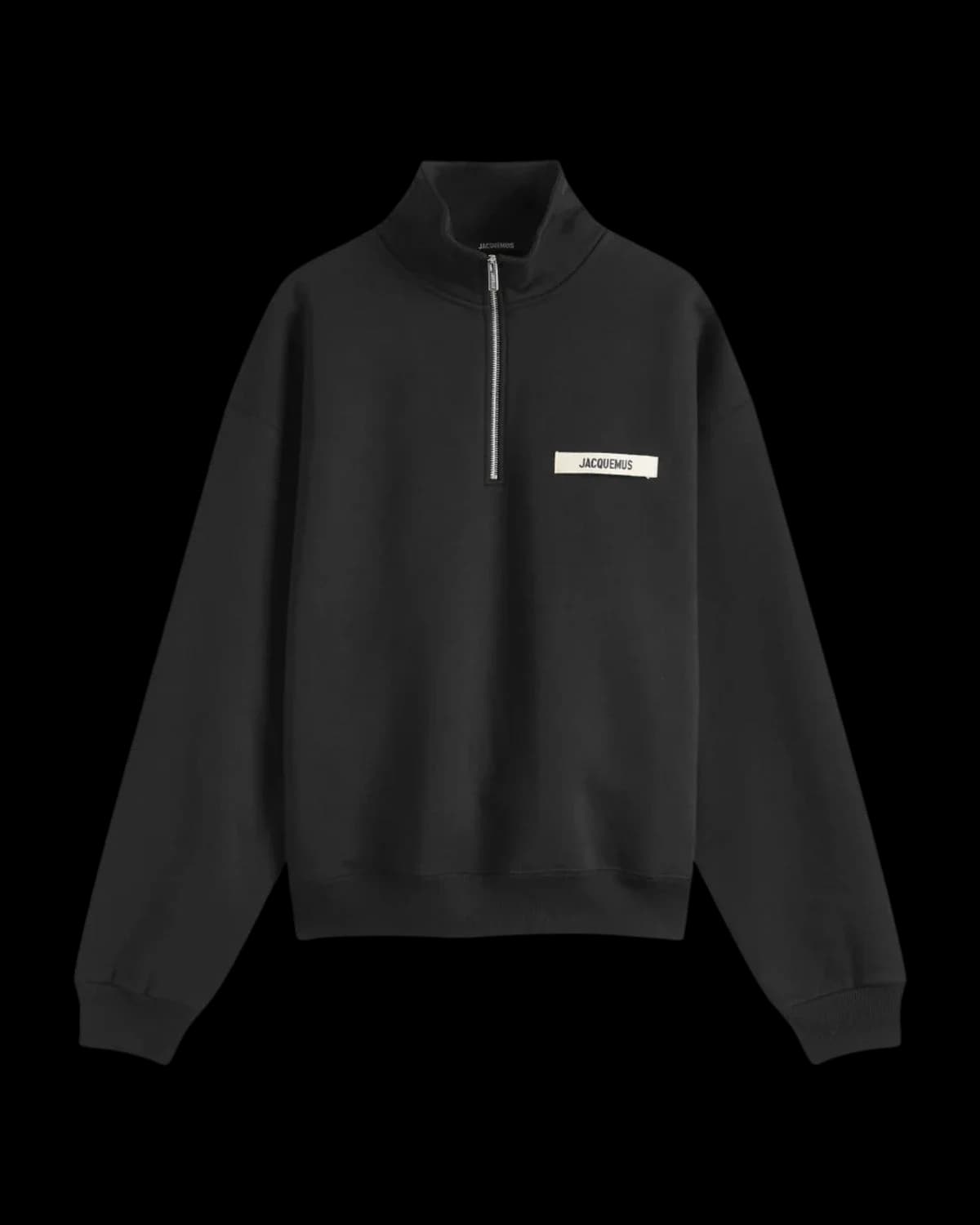 Jacquemus Gros Grain Quarter-Zip Sweatshirt Black - front view
