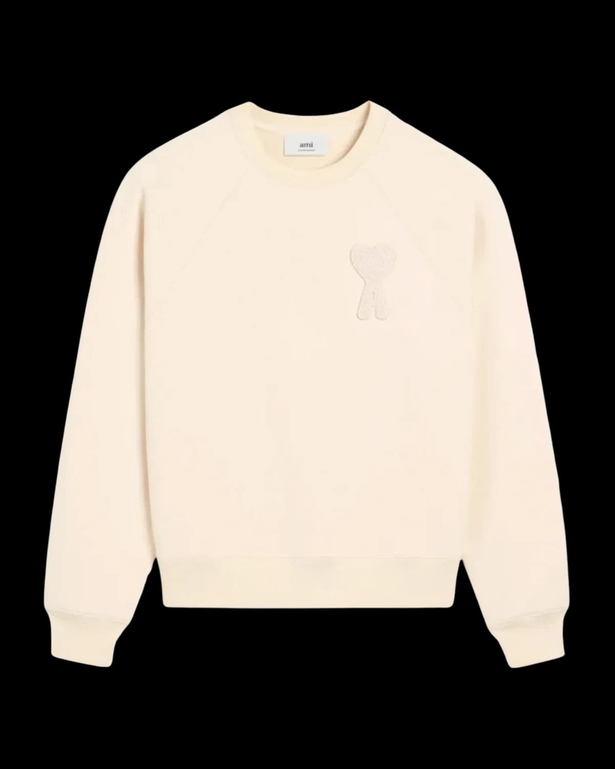 AMI Paris Ami de Coeur Patch Sweatshirt Cream - front view