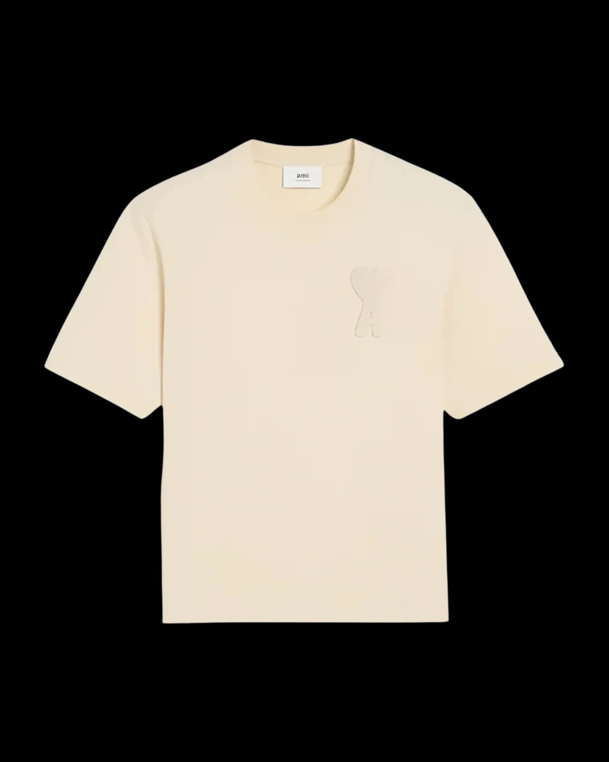 AMI Paris Ami de Coeur Patch T-Shirt Beige - front view