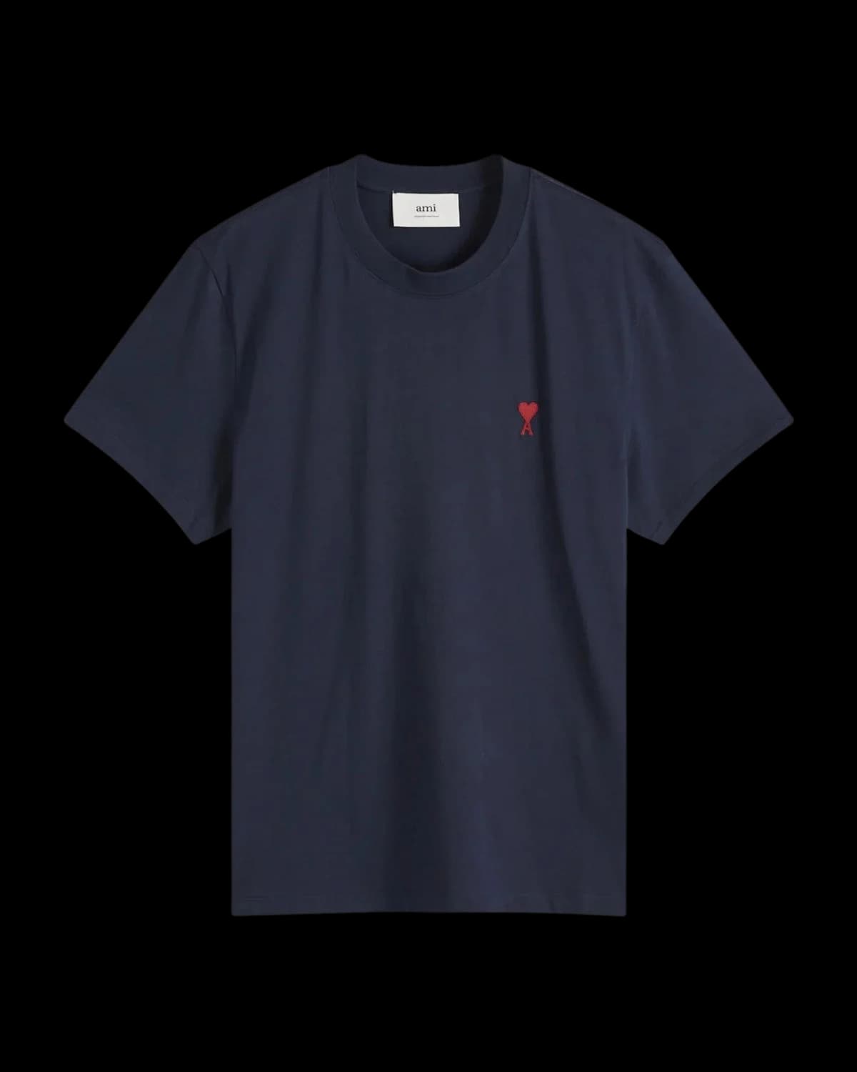 AMI Paris Ami de Coeur T-Shirt Navy/Red - front view