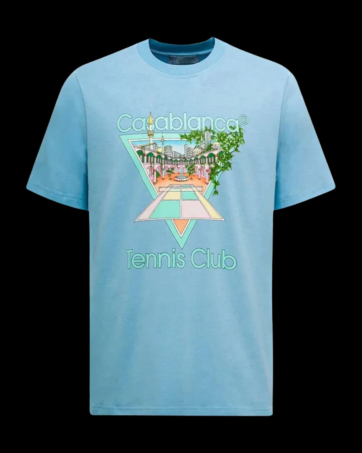 Casablanca Tennis Club Icon Pastelle T-Shirt Blue - front view