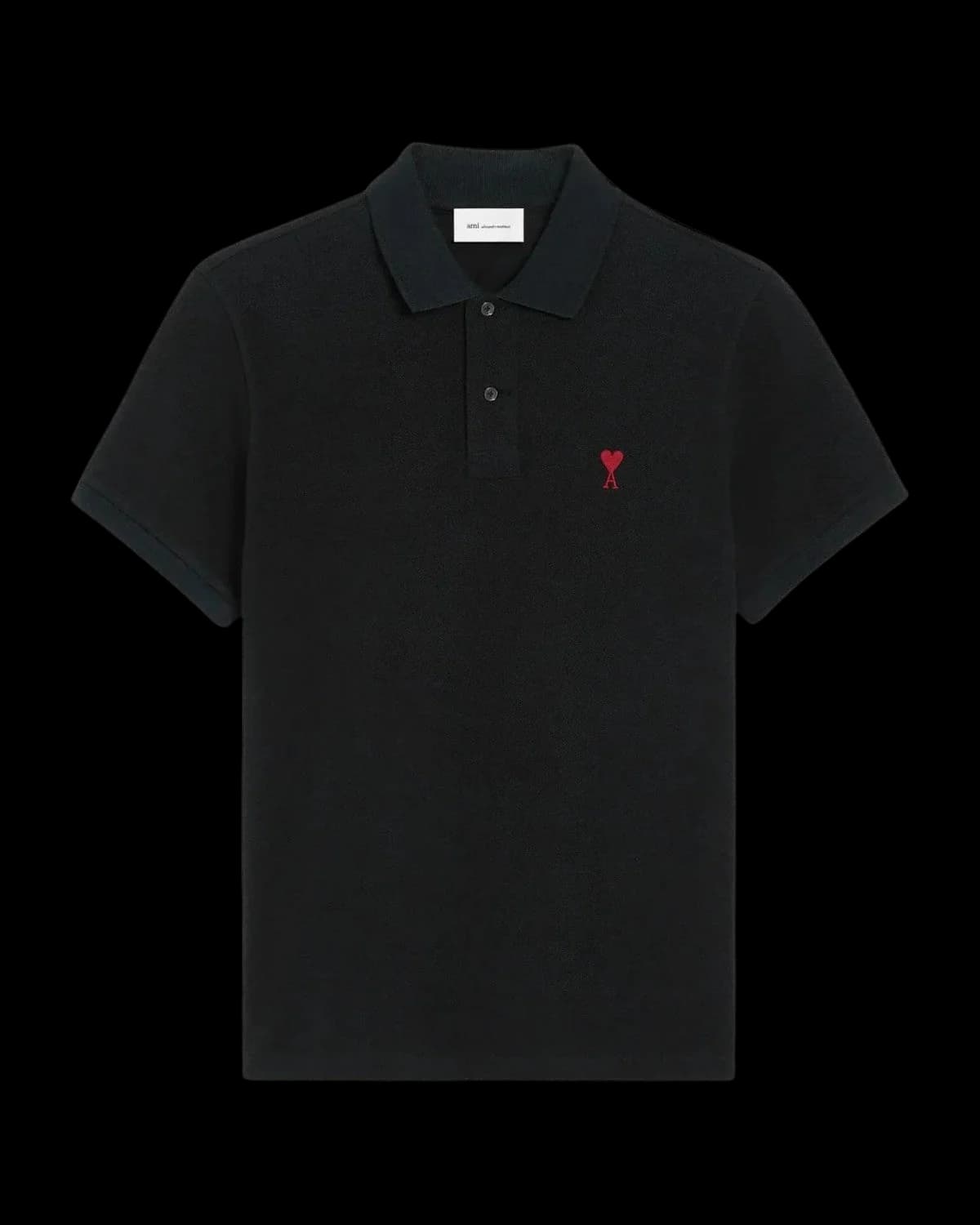 AMI Paris Ami de Coeur Polo Shirt Black/Red - front view