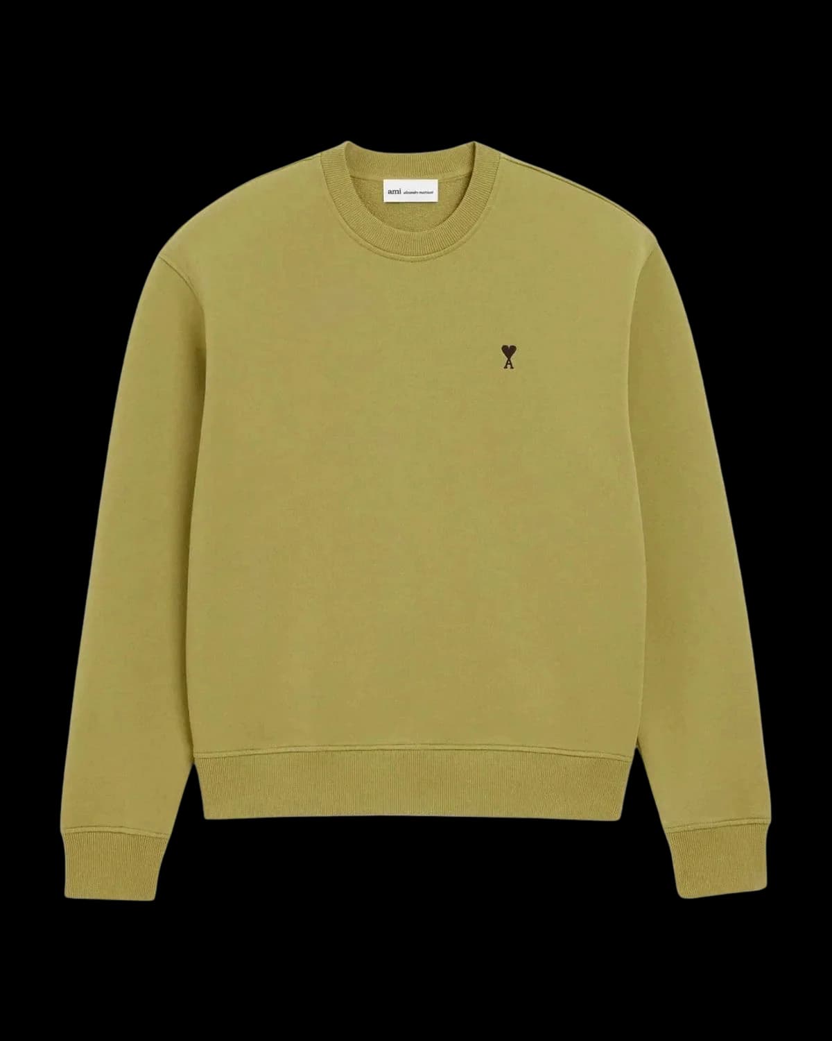 AMI Paris Ami de Coeur Sweatshirt Olive Green - front view