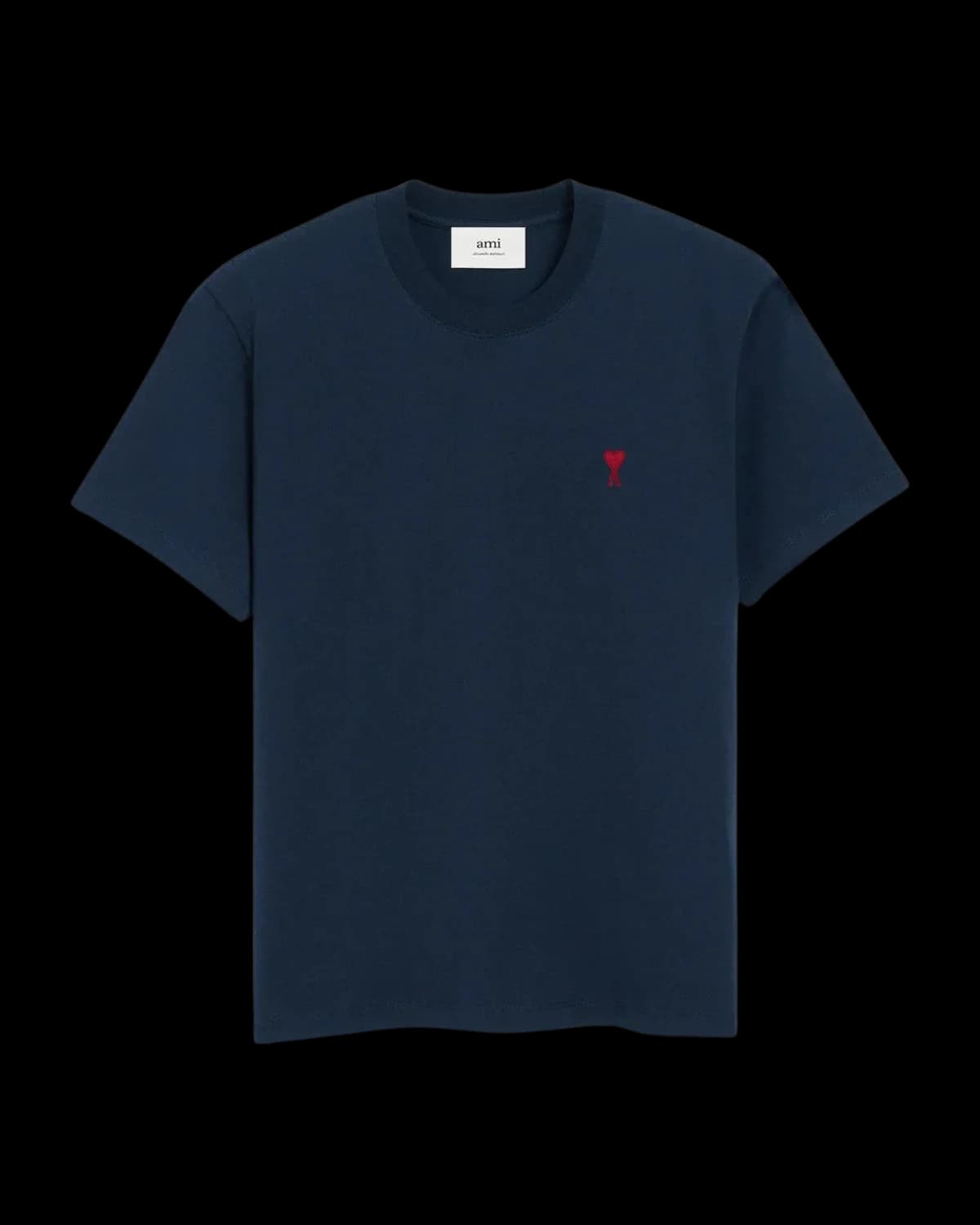 AMI Paris Ami de Coeur T-Shirt Night Blue/Red - front view