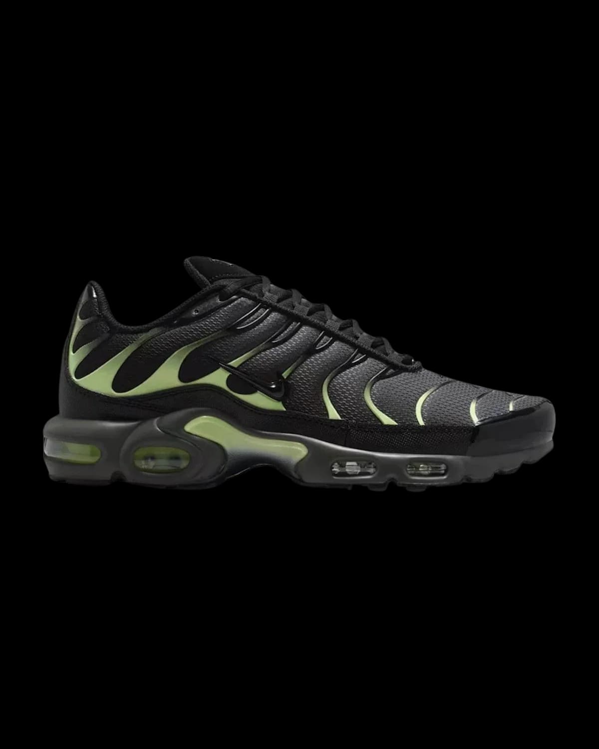 Nike Air Max Plus Iron Grey Light Liquid Lime Black Trainers - outer side view