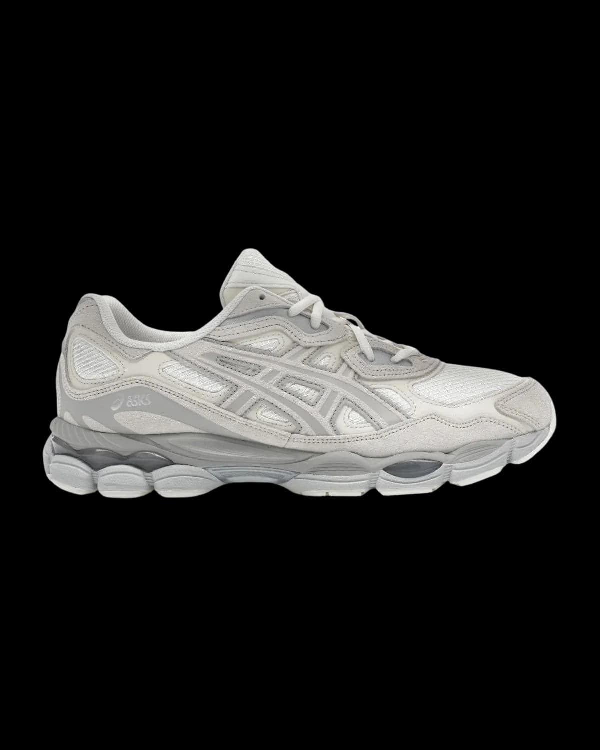 ASICS GEL-NYC Cream / Grey Trainers - outer side view