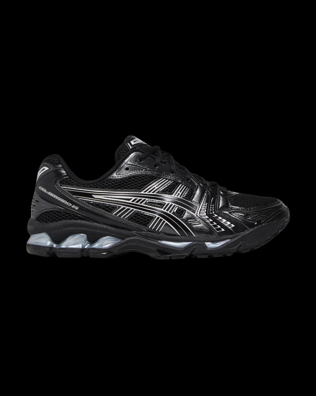 ASICS GEL-KAYANO 14 Black / Pure Silver Trainers - outer side view