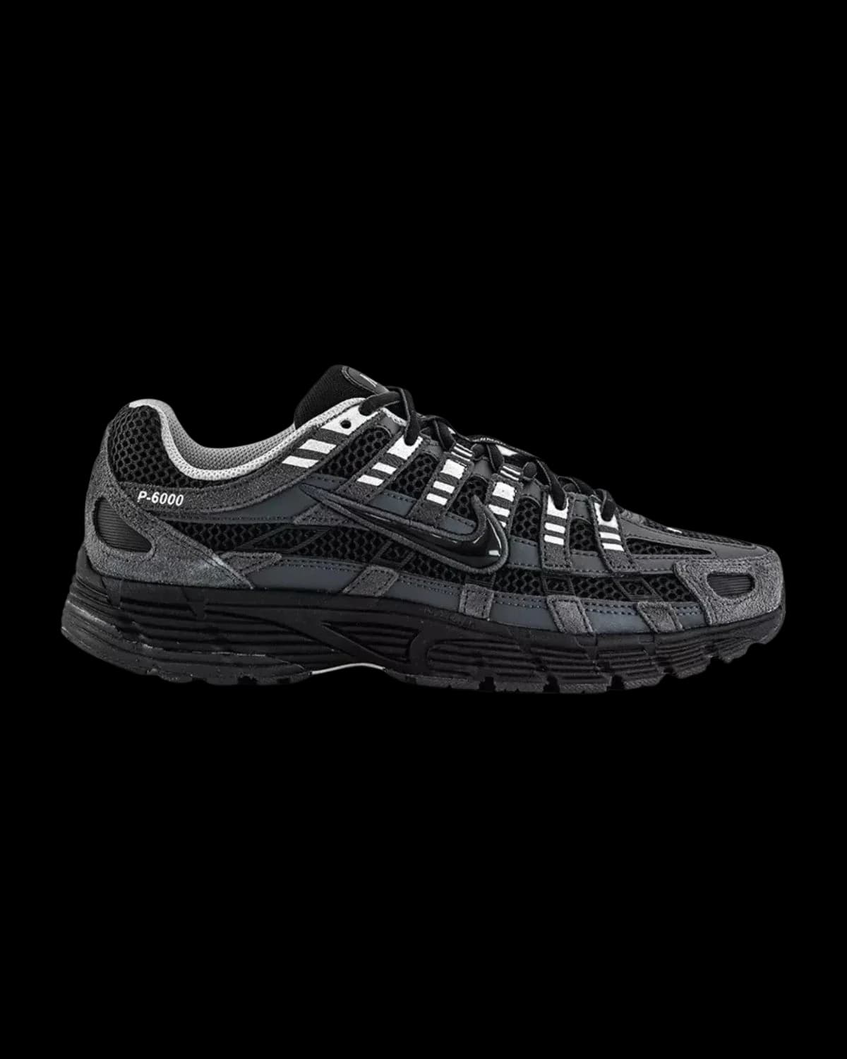 Nike P-6000 Suede Anthracite / Metallic Silver Trainers - outer side view