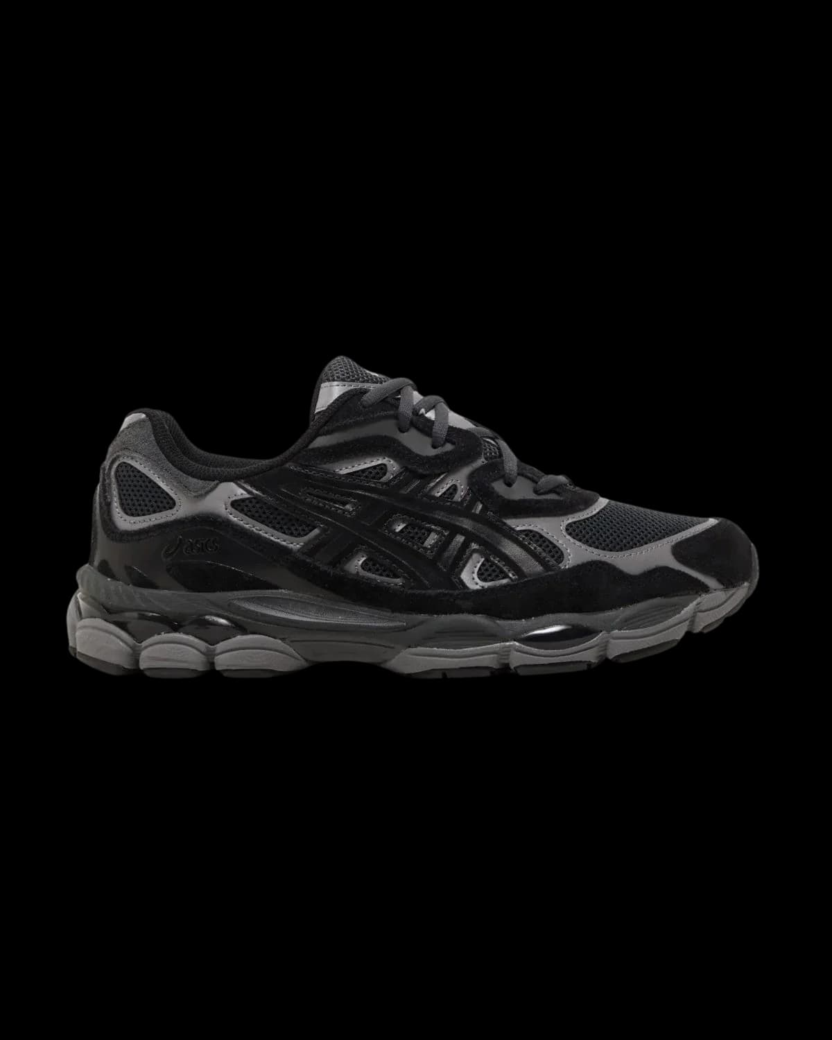 ASICS GEL-NYC Graphite Grey / Black Trainers - outer side view