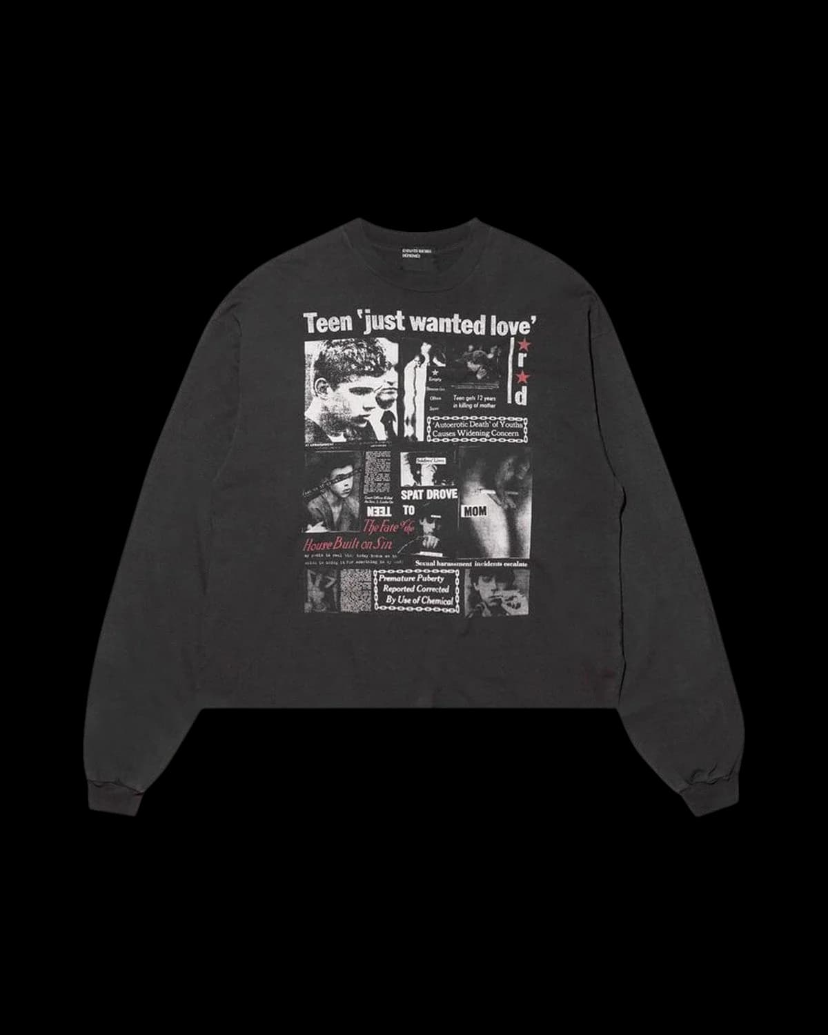 Enfants Riches Déprimés Teen Just Wanted Love Long-Sleeve T-Shirt Faded Black - front view