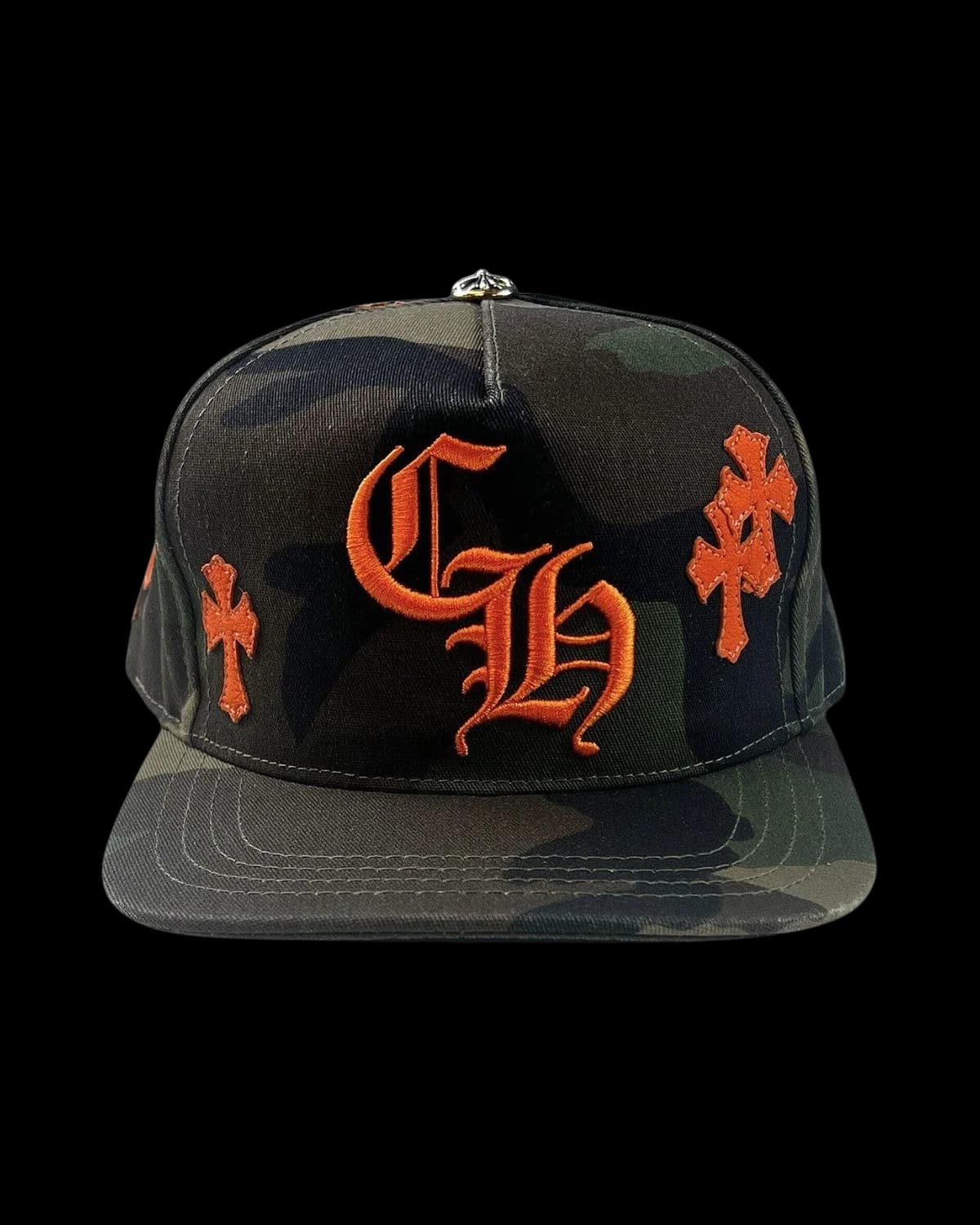 Chrome Hearts CH Cross Patch Snapback Cap Camouflage/Orange - front view