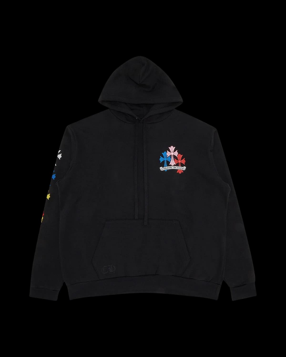 Chrome Hearts Multicolour Cemetery Cross Hoodie Black - front view