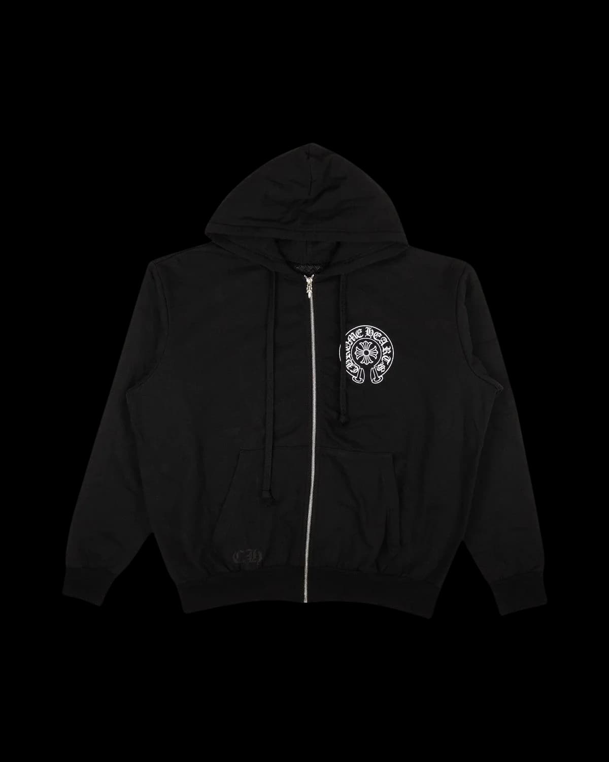 Chrome Hearts Los Angeles Horseshoe Zip-Up Hoodie Black - front view