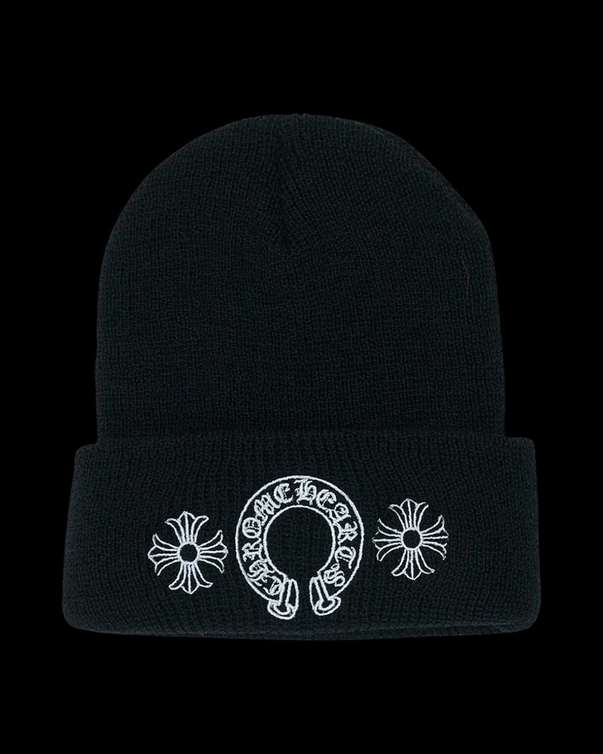 Chrome Hearts Horseshoe Plus Beanie Black/White - front view