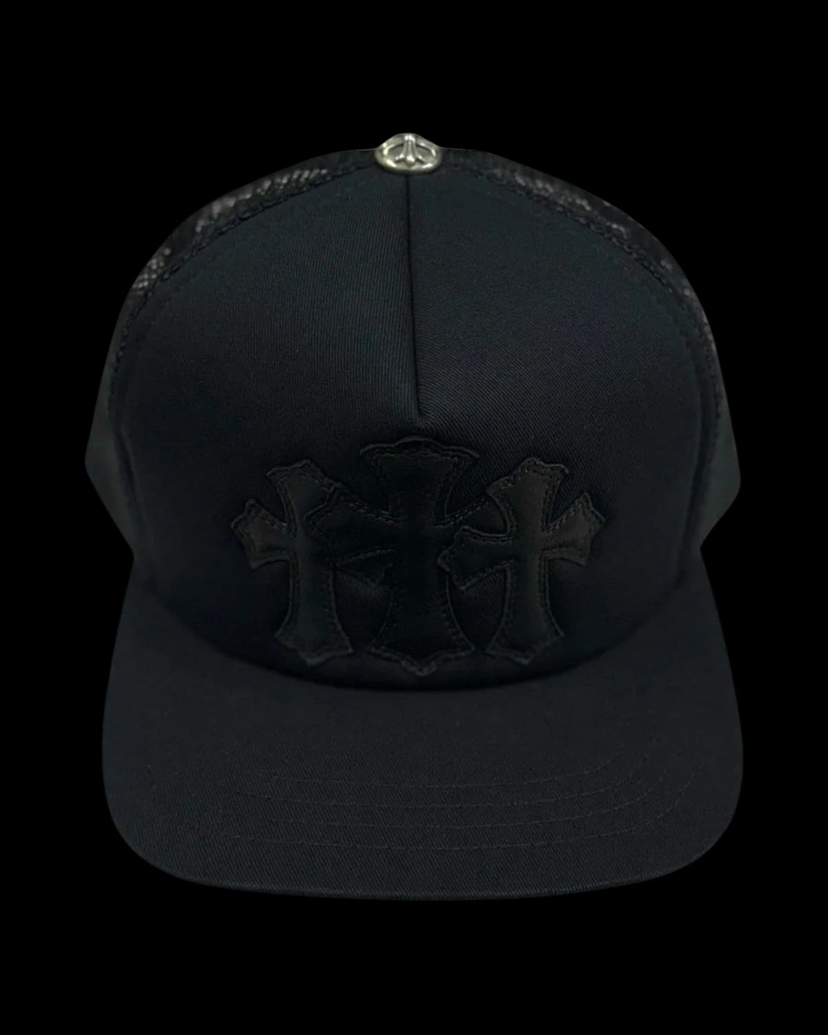 Chrome Hearts Triple Cross Cemetery Trucker Cap Triple Black - front view
