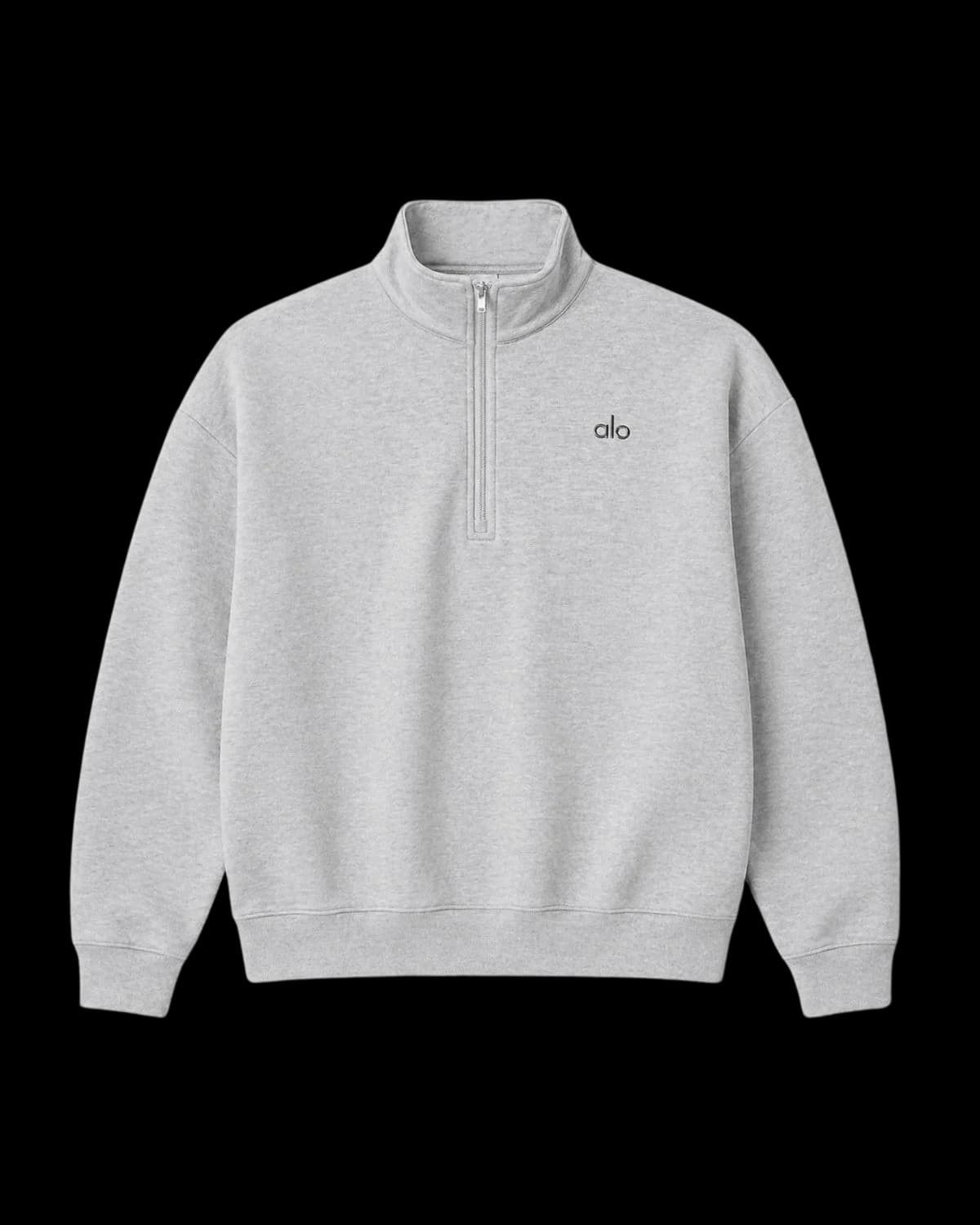 Alo Accolade Quarter-Zip Sweatshirt in Athletic Heather Grey - Front view