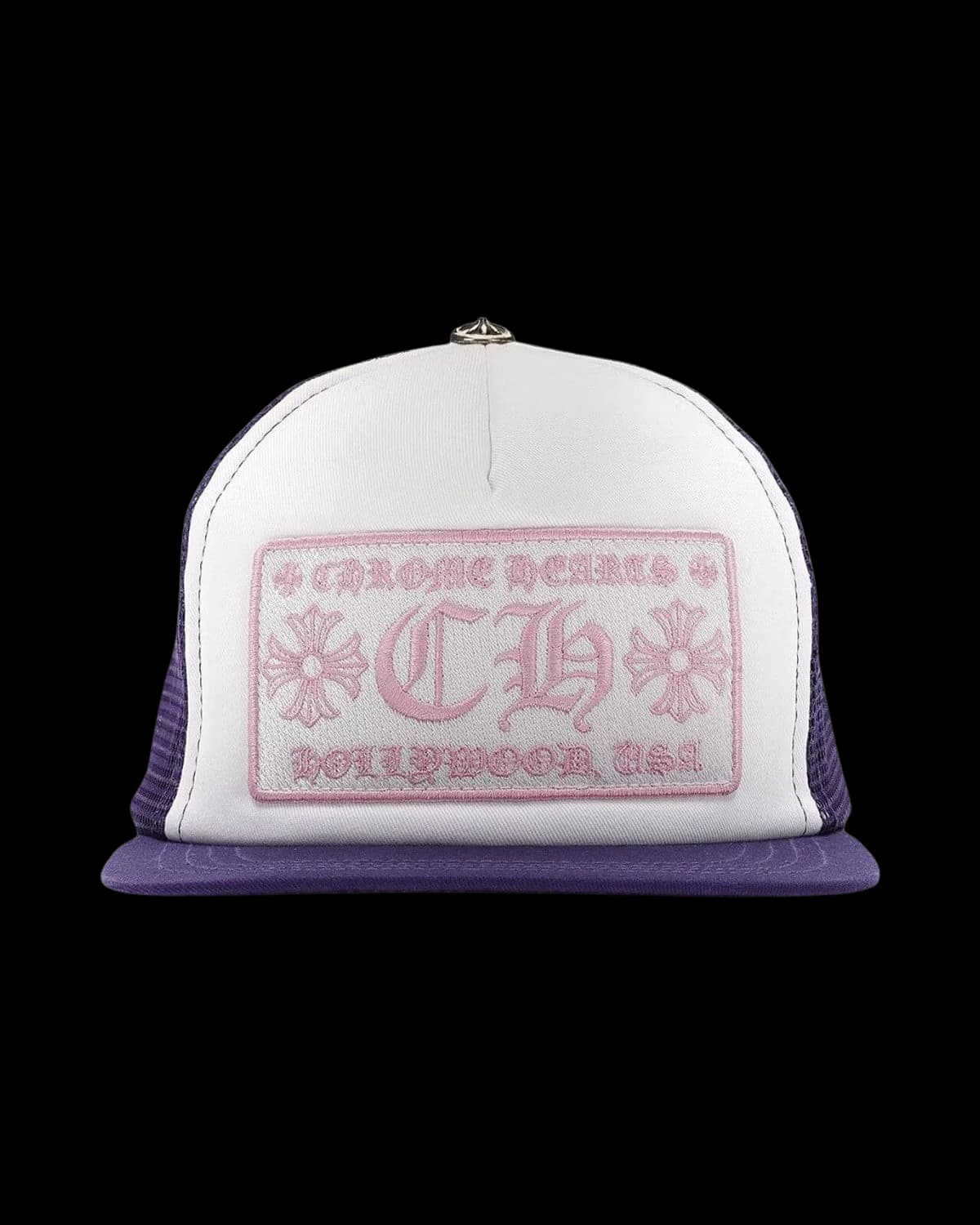 Chrome Hearts CH Hollywood Trucker Cap Purple/Pink - front view