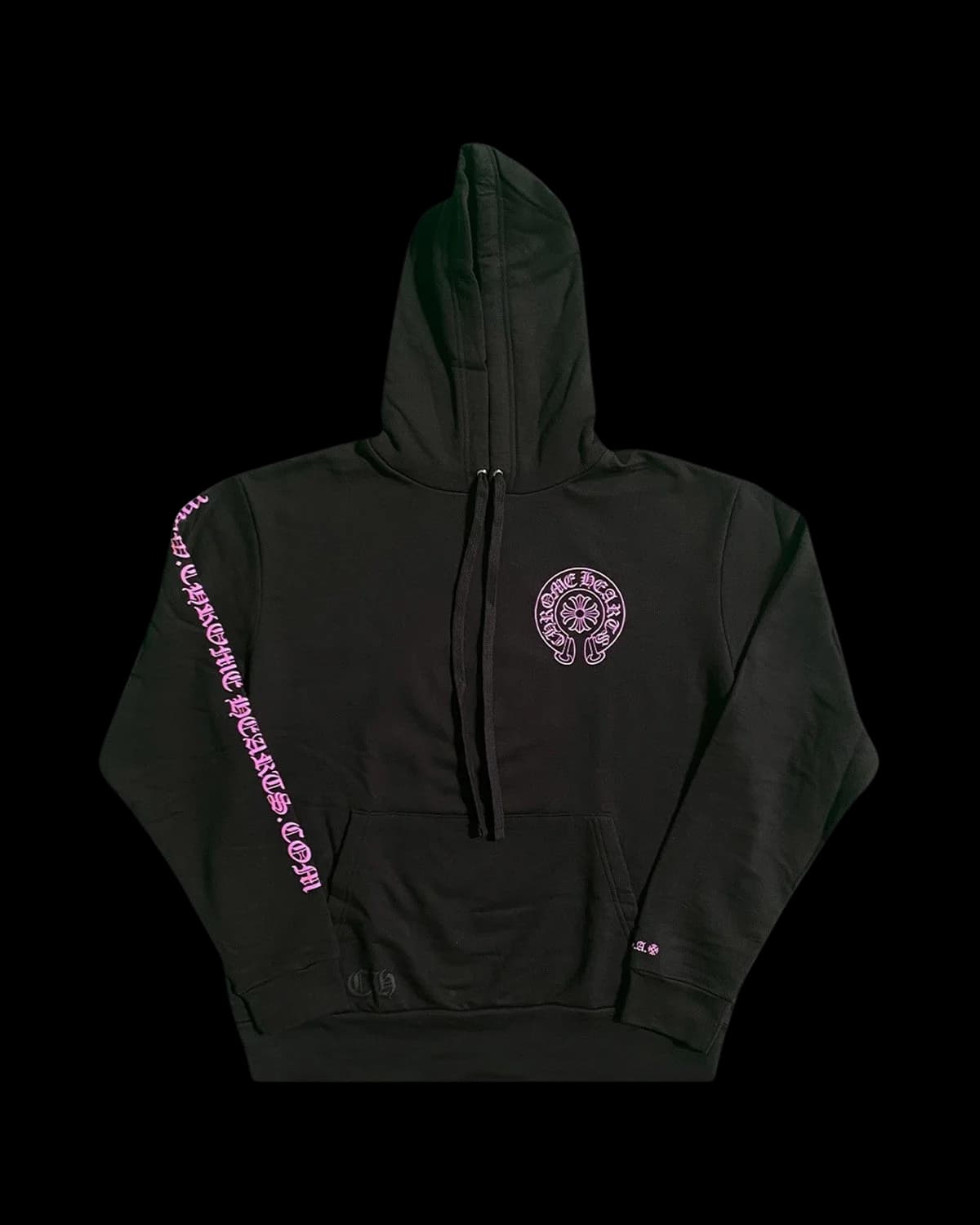 Chrome Hearts Web Exclusive Horseshoe Hoodie Black/Pink - front view
