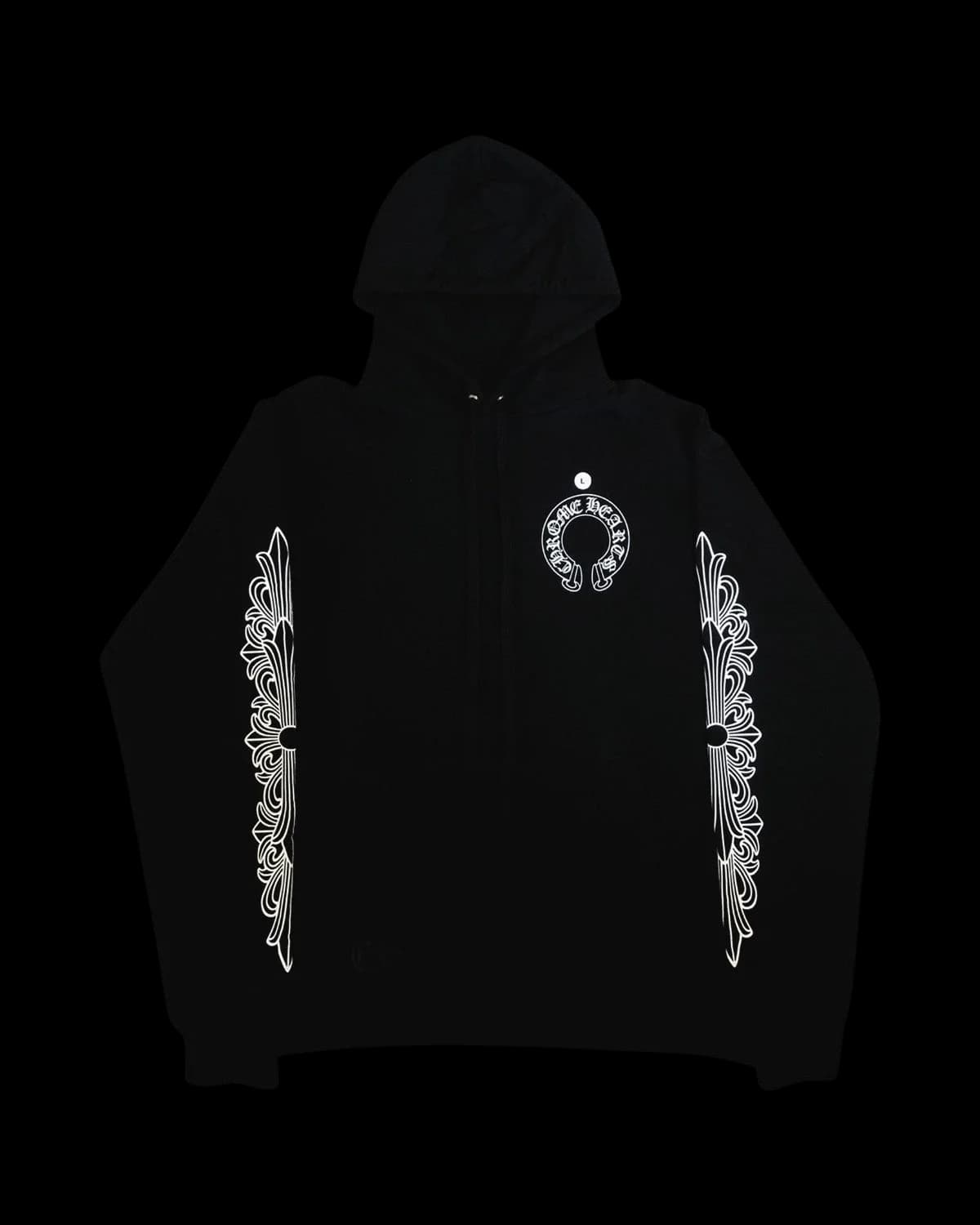 Chrome Hearts Horseshoe Floral Hoodie Black/White - front view