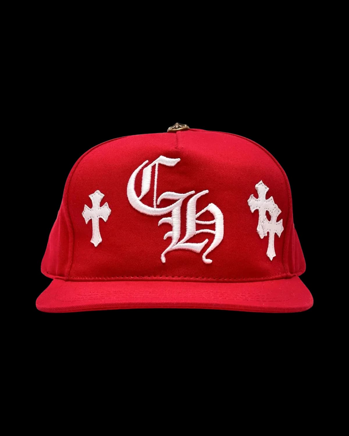 Chrome Hearts CH Cross Patch Snapback Cap Red/White - front view